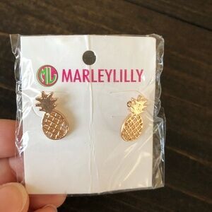 MarleyLilly Gold Pineapple Stud Earrings NWT